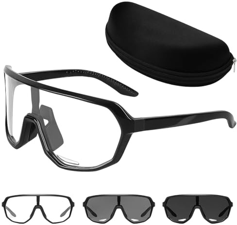 Fahrradbrille Selbsttönend Für Herren Damen, Rennrad Brille, Selbsttönende Sportbrille Für Radfahren Laufen, Selbsttönende Fahrradbrille Mit Etui, Leicht Und Komfortabel, TR90 Rahmen Schnelle Radfahre