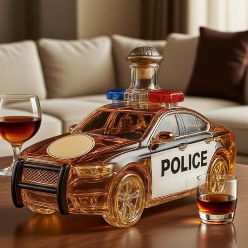 Whisky karaff, polisbil whiskyflaska och vin, för förvaring av sprit, 3D-glas whiskykaraff, kreativt biltema tomma vinflaskor (A)