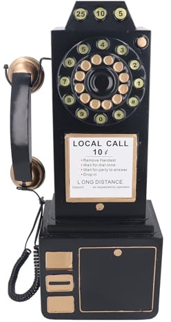 Bonbela Modello di Telefono Vintage Quadrante Decorativo Giocattoli Del Telefono Fisso Retro Parete Ferro Montato Antico Telefono con Design Vintage per Soggiorno Camera Da Letto Ufficio