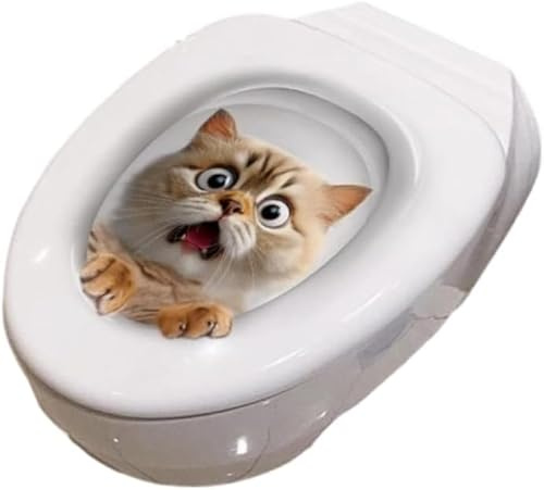 3D-Toilettendeckel-Aufkleber, niedliches Kätzchen-Design, abnehmbarer Aufkleber, Badezimmer-Dekor für WC-Deckel und Tankabdeckungen