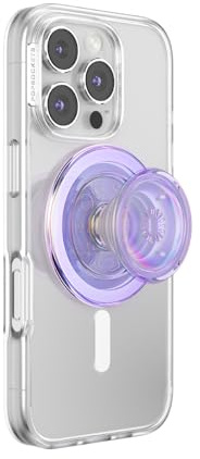 PopSockets Phone Grip for MagSafe with Kickstand, Magnetic Stand, Swappable Top, Secure Hold for iPhone MagSafe Cases, Phone & Tablet Grip - Iridescent Lavendar | Removable, For Kindle / Android / iPhone, With Magnet, Lavender, Purple, Iridescent, Holographic