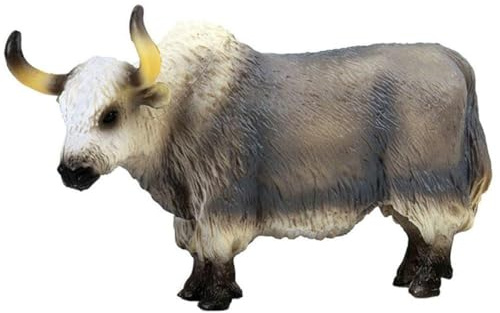 JIIENO Grauer Yak Figuren Realistisch Tierfiguren Frühe Erziehung Hundespielzeug Wissenschaftsprojekt Weihnachten Geburtstag Kuchendeckel Kinder Kleinkind (Grey)