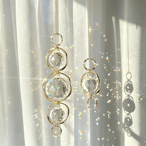 2 Piezas Atrapasoles de Cristal para Ventana, Suncatcher Arcoíris Colgante con Efecto de Luz Colorida, Decoración para Ventana, Jardín, Boda, Regalo
