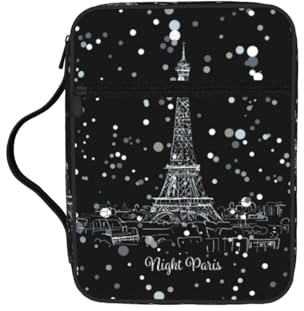 EdWal Night Paris Tour Eiffel Imprimée Bible Trousse à cosmétiques avec poignée robuste Trousse de toilette Pochette pour tablette Petit sac à outils pour livres