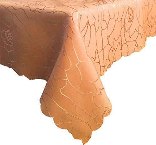 Damast Tischdecke 130x160cm Tischtuch Tischwäsche Tafeltuch Jacquard Oval Silver (Terrakotta)