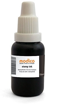 Modico schnelltrocknende Stempelfarbe Genius Nachfüllfarbe 15ml, Farbe Schwarz