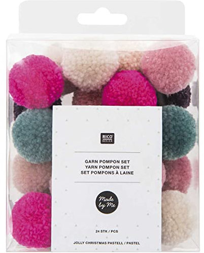 Garnpompon Jolly Xmas Pastell: 24 Pompons