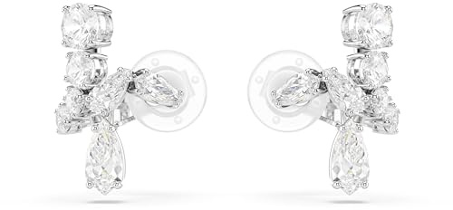 Swarovski Boucles d'oreilles clip Matrix, Tailles variées, Blanches, Métal rhodié