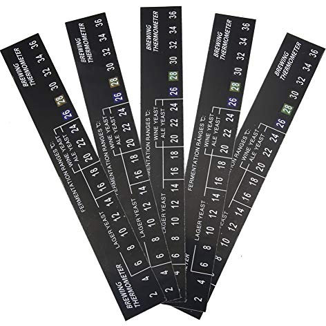 MAGT Bierthermometer, 5 Stück Haften auf Bierthermometer LCD Doppelpack Bierthermometer zur Messung der Biertemperatur von Wein und Bier