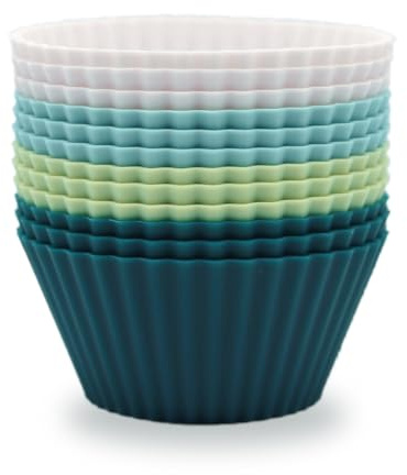 Silicone Baking Muffin Cups, 12Pack Reusable Cupcake Liners Cake Molds