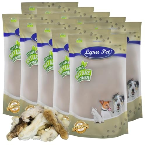 Lyra Pet® 10 kg Kaninchenpfoten mit Fell getrocknet - Kausnack für Hunde | Naturbelassener Kauartikel mit Fell – Proteinreiches Leckerli – Fettarme & gut verträgliche Belohnung – Aus 100 % Kaninchen