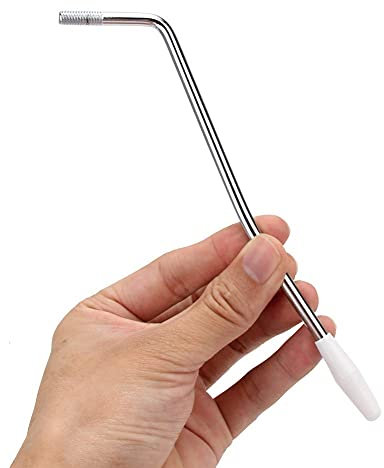Alnicov 6 mm Gewinde Tremoloarm Whammy Bridge Bar Single Vibrato Rocker für E-Gitarre Tremolo Bridge System Chrom mit weißer Spitze