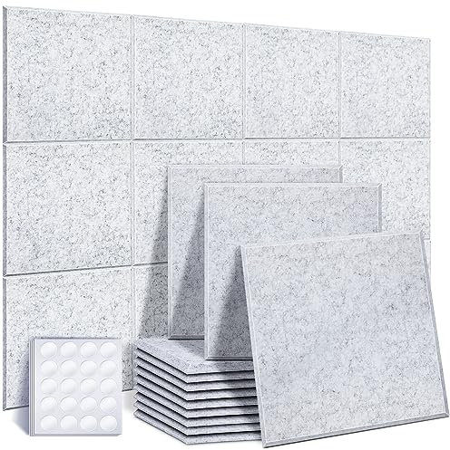 Akustikplatten 24 Stücke, Ohuhu Schallabsorber Schallschutzplatten 30 x 30 x 1 cm schallabsorbierende Paneele, hohe Dichte abgeschrägte Kante Sound Paneele für Wand Decken Holz & Tür