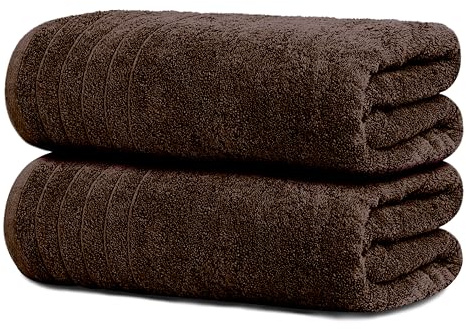 Tens Towels Pack of 2 Extra Large Bath Sheets 35 x 70 Inches, 100% Cotton, Larger & Lighter Weight, Quicker to Dry, Super Soft & Absorbent, Oversized Bath Towels, Brown