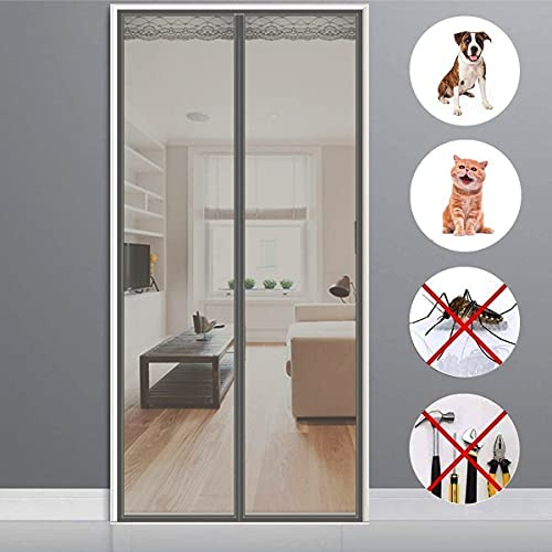 Moustiquaire sur Mesure AimantéE, 140x205cm Insect Protection No Gap Moustiquaire Enroulable with Powerful Magnets pour Les Portes, Fenetre, Porte d'Entrée Chambre, Gris