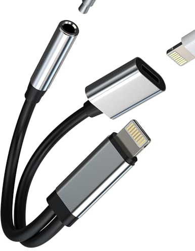 Adaptateur Lightning Vers Jack Écouteur 3.5mm(2en1)Certifié Pour Apple MFI Chargeur Casque Splitter Pour iphone 14 13 Pro Max Audio Câble Prise Connecteur Charge Accessoire Portable Voiture AUX Cable