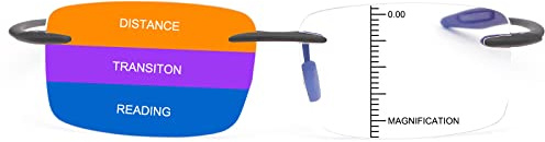 Vepiant Progressive Multifocus No Line Reading Glasses or Full Lens Magnification Reader with Blue Light Blocking for Men and Women
