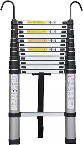 KEppd Telescoping Telescopic Ladder 8m/ 7m/ 6.2m/ 5m/ 4m/ 3.8m/ 2.6m, Aluminum Extension Ladders with Hook for Roofing Business, Household Use, RV Outdoor Work (Size : 2.7m/8.8ft)