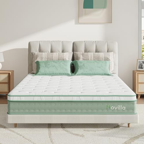 Novilla Colchones 150x190 Viscoelástico, Colchón Muelles Ensacados, Espuma de Gel con Memoria, Firmeza Media, Cómodo y Transpirable, Soporte Preciso, Altura 24 cm