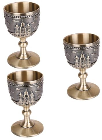 Garneck 3 Pièces Tasse en métal lunettes coupe vintage calice de vin bronzer bronzeur verres à whisky verres à vin gobelet en cuivre verre fait à la main Un verre Saint Graal Des lunettes