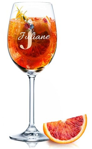 GRAVURZEILE Leonardo Daily Weinglas mit UV-Druck - Initial Flower - Personalisiert mit Namen & Monogramm - Geeignet für Wein Aperol Sangria und Lillet - Geschenke für Sie & Ihn - Rot (Daily)