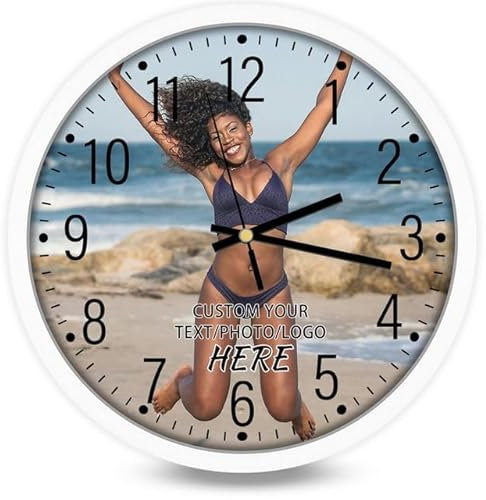 JeathFea Orologio da Parete Personalizzato - Personalizzato Orologio con Foto Immagine Logo Qualsiasi Design - Regalo Personalizzato Regalo San Valentino Compleanno Festa del Papà Festa Della Mamma