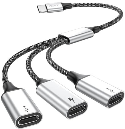 MOGOOD Adaptador USB C hembra 3 puertos, transferencia de datos y carga para iPhone 15, Mac, PS5, laptop y auriculares