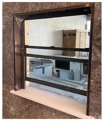 XILYZMO Schiebefenster Kippfenster, Unterputz- Rahmen- Fenster, Mobile Geschäfts- Flügelfenster, Aluminium Mit Gehärtetem Glas Spielhäuser Schuppen Fensterbausatz(60x80cm)