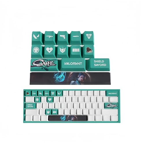 PHJEDXCM （VALORANT） keyboard caps(14) PC Gaming Mechanical Keycap Enter Keycap Numpad Custom Keycaps Laser Engraved with Any Mechanical Keyboard (SAGE)