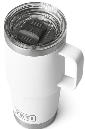 YETI Rambler Travel Mug, Stainless Steel Vacuum Insulated with Stronghold Lid, White, 20 oz (591 ml)