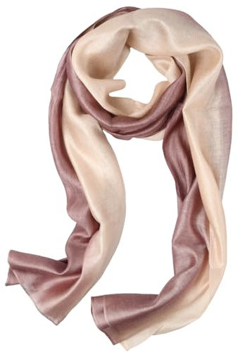 Amexo Damen Seidenschal, Farbverlauf Baumwolle Seidentuch Halstuch Modisch Elegant Schals, Sonnenschutz-Schals Tücher Wickel Ganzjährig 200x90cm (Verlauf - Beige)