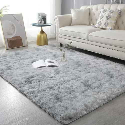 ZSCONG Rugs for Living Room 80x160 cm, Light Grey Area Rugs for Bedroom, Non Slip Rug Washable Fluffy Carpets for Kids Living Room,Nursery, Dorm,Lounge Office