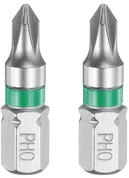 sourcing map 2pcs Phillips Screwdriver Bit PH0 1/4 Hex Shank 25mm/1 Length Magnetic Cross Head Hex Bits S2 Steel Electric Screw Driver Bit
