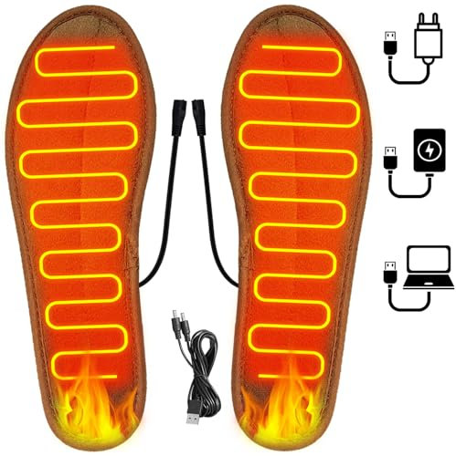 Beheizbare Einlegesohlen, USB-Fußwärmer waschbares Heizkissen, Sohlenwärmer, Beheizbare Sohlen, Wärmesohle, Fußwärmer Elektrisch, für Herren Damen