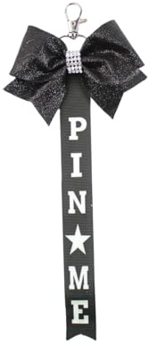 Pin Me Cheer Ribbon for Backpack Cheer Bow Pin Holder for Backpack Bag Cheerleader Gifts (Black)
