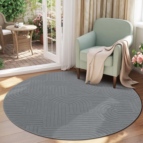 Enyhom Runda stora mattor för vardagsrum, 200 cm, maskintvättbara mattor, grå mjuka fluffiga mattor, halkfria, luddfria, cirkelmatta för sovrum, kontor, matsal, lounge