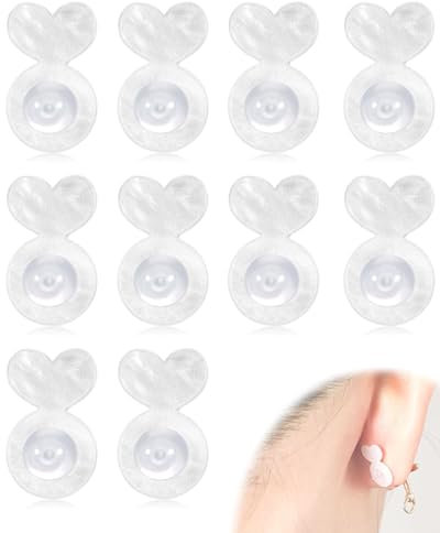 LEEQ 6 Pares Elevadores de pendientes para mujer, forma de corazón de silicona, Tuercas Hipoalergenicas Cierres Elevadores De Pendientes para Lobulos Caidos O Rasgados, Sujeta y Levanta Pendientes