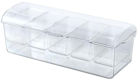 Contenedor de servidor refrigerado por hielo - Bandeja de inmersión acrílica con compartimentos, soporte de alimentos fríos | Estación de condimentos para eventos, servidor de barra de ensalada para