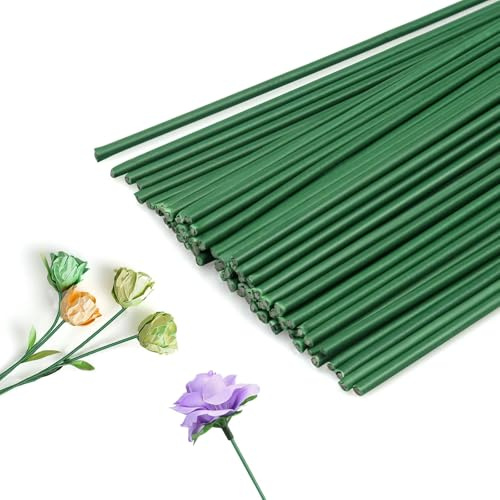 Blumendraht 100 Stück Grün Blumenstängel Draht 30 cm Floristendraht 2mm Blumenstieldraht für Handwerk Basteln Blumenkranz Blumenstrauß
