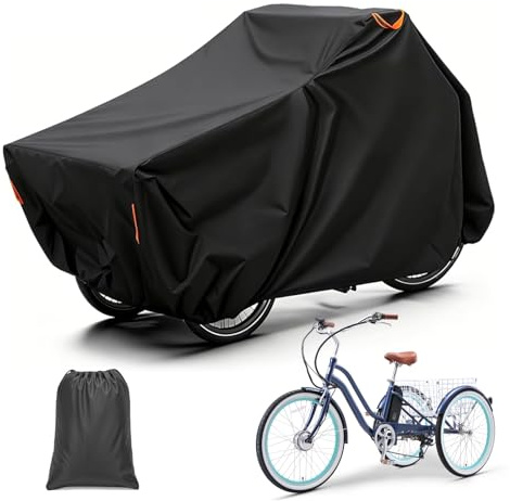 Copertura per bicicletta di carico – Telo di copertura impermeabile in Oxford 420D con strisce riflettenti – Protezione UV e antistrappo con occhielli antifurto – per cargo, e-bike e triciciclo (per