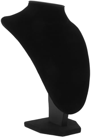 Manichino da Esposizione per Collane Nero in Velluto, Collo | Supporto Decorativo per Casa e Negozio, Forma Collo Umano Simulato, Gomma e Velluto Nero, Uso Prolungato