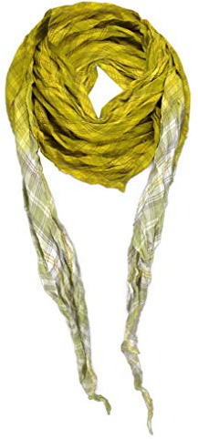 TigerTie repad triangelduk - senapsgul olivgrå brun rutig med gefransten Ecken, Senapsgul oliv grå brun, ca. length 180 cm, Height in the center 75 cm