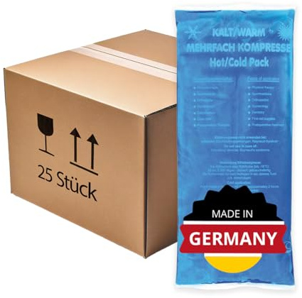 KK Kalt-Warm Kompresse 12 × 29 cm – 25er-Pack Wiederverwendbare Therapie-Kompressen für Kälte- & Wärmeanwendungen bei Prellungen, Verstauchungen, Gelenk- & Zahnschmerzen, Rücken, Schulter