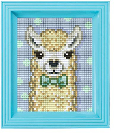 Pracht Creatives Hobby Pixel P31441 Mosaik Geschenkverpackung Alpaka, Pixelbild mit Rahmen, kinderleichtes Stecksystem, ohne Bügeln und Kleben, Steinchen aus Biokunststoff