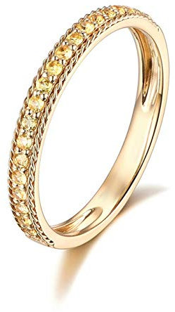 Daesar Damen 18 Karat Gold Ring Hochzeit Schmal Rund Gelb Saphir 0.21ct Verlobung Ringe Gold Große 47 (15.0)
