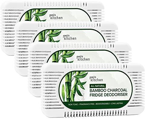 Joeji's Kitchen 4 Pezzi deodoranti per Frigorifero a Carbone di bambù Set Ecologico assorbi odori odori dal frigo Deodorante Frigorifero in Bamboo Naturale