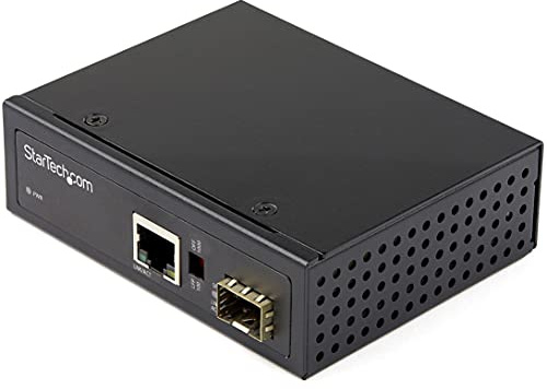 StarTech Convertisseur Fibre RJ45 Industriel, 1Gbps SFP (IMC1GSFP) | Monomode ou multimode, 12-56V CC, IP-30, -40 à +75C, Trames 16K, Mural/DIN