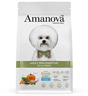 Amanova Cibo Secco Super Premium per Cani di Taglia Piccola con Stomaco sensibile Gusto Coniglio - 100% Naturale, ipoallergenico e monoproteico - Grain Free - Cruelty Free - Formato da 2 kg