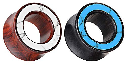 COOEAR 2 Paar Holzohrmessgeräte Double Flared Ear Tunnels und Plugs Seashell Circle Style Ohrringe Stretcher.