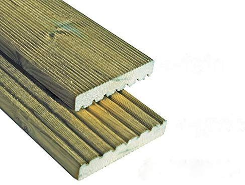 Terrassendielen geriffelt 27 x 145 mm x Länge 110 cm Kiefer imprägniert Dielen Bretter 2-seitig geriffelt
